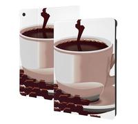 Étui de tablette imprimé tasse de café et grains de café pour iPad 7ème génération 10,2", cuir PU, antidérapant, résistant aux chocs, avec fonction veille/réveil automatique