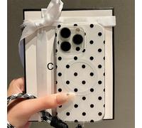 Étui de téléphone à bracelet de charge sans fil magnétique mode minimaliste à pois, compatible avec iPhone 17 Pro Max, 17 Pro, 17 Air, 17, 16, 15, 14, 13, 12, 11 Pro Max, cadre de couleur bonbon antic