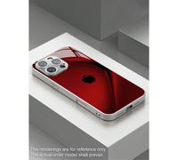 Étui de téléphone à élément de pomme noir minimaliste, étui de téléphone graphique pomme simple et professionnel, design à courbe dégradée, étui de téléphone en verre haute définition, anti-chute, uni