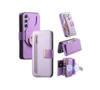 Étui De Téléphone À Fermeture Éclair Avec Anneau Magsafe Compatible Avec Samsung Galaxy A54 5G Mw-06 (Violet) : Pour Samsung Galaxy A54 5G