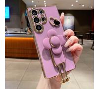 Étui de téléphone à fleurs rotatives, étui de protection de luxe électroplaqué antichoc avec des trous anti-poussière pour iPhone 6/7/8/X/XS/XR/11/12/13/14/15/16, Galaxy, Redmi, Honor, HW, Realme, Inf