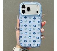 Étui de téléphone à l'élément de l'œil mauvais bleu, mode, avec objectif de caméra surélevé, vibe mystique, porte-bonheur de l'œil mauvais. Cadeau pour fille compatible avec iPhone 17/17 Pro/17 Pro Ma