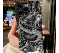 Étui de téléphone à l'élément dragon noir et blanc, motif dragon noir et blanc en TPU antichoc. 1 pièce Nouvel étui de téléphone à l'élément dragon, œil de dragon, résistant à l'eau, anti-chute, anti-
