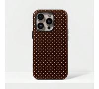 Étui de téléphone à pois blancs mignons sur base marron, style Y2K mignon. Compatible avec les modèles 17, 16, 15, 14, 13, 12, 11 Pro Max Plus, version internationale, pas la version nationale du prin