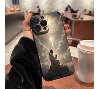 Étui de téléphone anti-choc peint avec croix de Jésus à bord précis, compatible avec iPhone P14 Pro Max, 3D P13 dessin animé P11 Peint P12 Anti-Choc XR dessin animé 78GES2 Étui, XS, P15 Compatible ave