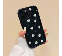 Étui de téléphone antichoc peint aux UV avec motif floral marguerite noir et blanc, compatible avec iPhone 17, 16, 15, 14, 13, S26, S25, S24, Honor 400Lite, 200Pro, Honor A5, X9, X8, X6, 9X, Smart 6/7