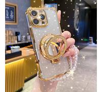 Étui de téléphone antichoc scintillant 4-en-1 avec sangle en perle, miroir de maquillage et support magnétique compatible avec iPhone 16, 16 Pro, 16 Pro Max, Galaxy S25, S25+, S25 Ultra, version inter