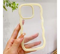 Étui de téléphone asymétrique à vagues, résistant aux chocs, de couleur crème clair, avec un design de vagues à double couche 3D anti-transpiration et anti-traces de doigts, résistant à l'usure, compa