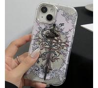 Étui de téléphone avec motifs classiques rétro d'ange Cupidon compatible avec 15 14 13 12 11 Pro Max Plus. Style européen vintage, coque souple, luxueuse, coque transparente avec effet laser aurore bo