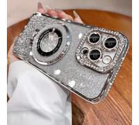 Étui de téléphone avec strass et support magnétique pour iPhone - Protection intégrale, antichoc, résistant aux rayures et design élégant - Compatible avec iPhone 16E 15 14 13 12 11 X XS Max XR Pro Pl