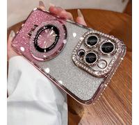 Étui de téléphone avec strass et support magnétique pour iPhone - Protection intégrale, antichoc, résistant aux rayures et design élégant - Compatible avec iPhone 16E 15 14 13 12 11 X XS Max XR Pro Pl