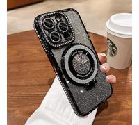 Étui de téléphone avec strass et support magnétique pour iPhone - Protection intégrale, antichoc, résistant aux rayures et design élégant - Compatible avec iPhone 16E 15 14 13 12 11 X XS Max XR Pro Pl