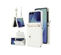 Étui De Téléphone Bandoulière Avec Porte-Cartes Accordéon Compatible Samsung Galaxy Z Flip7 5G (Blanc) : Pour Samsung Galaxy Z Flip7 5G