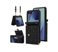 Étui De Téléphone Bandoulière Avec Porte-Cartes Accordéon Compatible Samsung Galaxy Z Flip7 5G (Noir) : Pour Samsung Galaxy Z Flip7 5G
