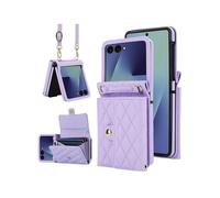 Étui De Téléphone Bandoulière Avec Porte-Cartes Accordéon Compatible Samsung Galaxy Z Flip7 5G (Violet) : Pour Samsung Galaxy Z Flip7 5G