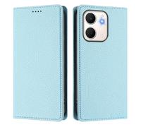 Étui de téléphone compatible avec OPPO A5X 4G Overseas/OPPO A5X 5G Overseas - Étui portefeuille à rabat en cuir avec [3 emplacements pour cartes] [béquille] [blocage RFID], coque magnétique bleu ciel