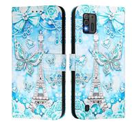 Étui de téléphone compatible avec ZTE Blade A52 Lite - Durable et léger - En cuir synthétique - Étui portefeuille à rabat résistant aux chocs - Coque de protection fine pour ZTE Blade A52 Lite - Tour