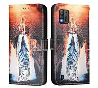Étui de téléphone compatible avec ZTE Blade A52 Lite - Durable et léger - En cuir synthétique - Étui portefeuille à rabat résistant aux chocs - Coque de protection fine pour ZTE Blade A52 Lite, chat