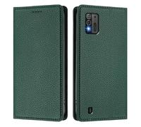 Étui de téléphone compatible avec ZTE Blade A52 Lite - Étui portefeuille à rabat en cuir avec [3 emplacements pour cartes] [béquille] [blocage RFID] coque de protection magnétique antichoc (vert)
