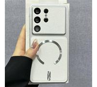 Étui de téléphone de charge sans fil magnétique de luxe à texture de litchi rétro pour Samsung Galaxy S26Ultra S26Plus S25Ultra S24Ultra S25 S24 Plus, grande fenêtre d'objectif de caméra, couverture a
