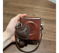 Étui de téléphone de charge sans fil magnétique de luxe marron avec pendentif en forme de cœur et cordon , compatible avec Samsung Galaxy ZFlip7 Z Flip6 ZFlip 5 Zflip6 Zflip5, coque arrière antichoc G