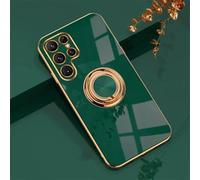 Étui de téléphone de luxe en TPU avec anneau de maintien pour Samsung Galaxy S25, S24, S23, S22, S21, S20, Note 20 Ultra Plus FE, coque arrière de protection antichoc, vert foncé, compatible avec Sam