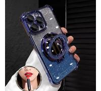 Étui de téléphone de luxe plaqué électrolytique avec anneau magnétique, miroir de maquillage intégré, style Y2K à paillettes et strass, nouvelle coque en silicone antichoc et souple pour l'été, compat