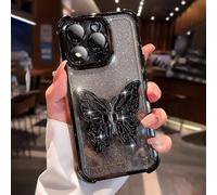 Étui de téléphone de luxe plaqué électrolytique avec support papillon créatif, style Y2K à strass pailletés, nouvel étui en silicone souple antichoc d'été, compatible avec iPhone 16 16e 15 14 13 12 11