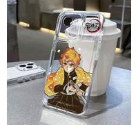Étui de téléphone Demon Slayer Zenitsu Agatsuma "Posture de combat sérieuse" avec haori triangle jaune & logo de la série compatible avec iPhone 17/17 Pro/17 Pro Max/17 Air/16/15/14/13/12/11/X Série É