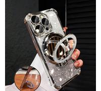 Étui de téléphone électrolysé de luxe avec support anneau, miroir de maquillage intégré, style strass Y2K, antichoc et anti-chute, coque silicone souple à la mode compatible avec iPhone 16/16E/15/14/1
