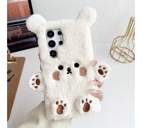 Étui de téléphone en peluche 3D mignon d'animal lapin, compatible avec Samsung Galaxy S22/S22 Plus/S23/S23 Plus/S23 Ultra, anti-chute, convient aux couples, style d'hiver, compatible avec Galaxy S24/S