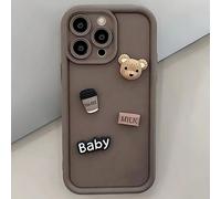Étui de téléphone en peluche d'ours mignon compatible avec Apple iPhone 16/16 Pro/16 Pro Max, iPhone 15 Nouveau, iPhone 14 Pro/13/12/11 Pro Max/X/XR, iPhone 14 Plus, iPhone 7/8, SE antichoc et housse 