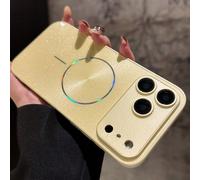 Étui de téléphone en silicone de luxe magnétique compatible avec MagSafe, motif CD pailleté doré Aurora, ultra-fin, offrant une protection de la caméra et une absorption des chocs. Cadeau d'anniversai