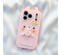 Étui de téléphone en silicone mignon avec lapin rotatif en nœud papillon, compatible avec iPhone 17/16 Pro/15/14 PM/13/12/11/XS Max/8 Plus/7/6S, convient également aux téléphones Honor IPhone X/XS,iPh