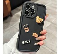 Étui de téléphone en silicone mignon bébé ours compatible avec 16/16 Pro/16 Pro Max, 15, 14 Pro/13/12/11 Pro Max/X/XR, 14 Plus, 7/8, SE, Galaxy A05/A05S, S20 FE, S24 Ultra, Redmi 13C/14C/A3, OPPO A16/