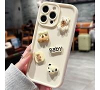 Étui de téléphone en silicone mignon d'ours compatible avec iPhone Apple 16/16 Pro/16 Pro Max, 15, 14 Pro/13/12/11 Pro Max/X/XR, 14 Plus, 7/8, SE. Coque de protection antichoc. Également compatible av