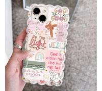 Étui de téléphone en silicone rose avec éléments de figures mythologiques religieuses antichocs. 1 pièce de collage de journal rétro avec motif religieux de Jésus, Dieu, floral et souriant dans un cad