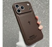 Étui de téléphone en simili-cuir marron avec motif croix ÉSAÏE 60:22, "QUAND LE MOMENT SERA VENU, MOI, LE SEIGNEUR, JE LE FERAI" Impression du verset biblique, étui de protection pour l'objectif, pour