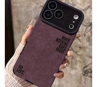 Étui de téléphone en suède synthétique bordeaux - "Quand rien ne va bien, allez à gauche" Coque de protection antichoc en TPU, texture en suède synthétique, compatible avec les étuis pour iPhone, étui