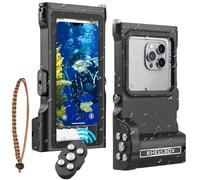 Étui de téléphone étanche, étui de plongée étanche IP68 avec contrôleur Bluetooth, universel pour iPhone 17-11 et Galaxy S24-S22, protection de 15,2 m pour la plongée avec tuba et la natation, noir