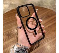 Étui de téléphone magnétique de base noir, étui de téléphone magnétique transparent, compatible avec iPhone 16/15/14/13/12/11 Pro/Plus/Max/Mini/7/8/SE/16e/7P/X/XR/XsMax, coque de protection antichoc. 