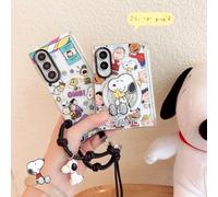 Étui de téléphone magnétique Snoopy de dessin animé mignon pour Samsung Galaxy Z Fold 8 7 Fold 8 Ultra Fold 7 avec support Magsafe et chaîne AI285-1-Only Chain