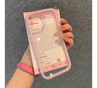 Étui de téléphone minimaliste avec éléments de playlist, design d'interface des médias sociaux, 2-en-1 antichoc et anti-chute, cadre transparent de couleur unie, compatible avec iPhone 11, 12, 12 Pro,