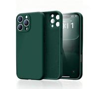 Étui de téléphone minimaliste en silicone + TPU, vert de nuit unicolore, compatible avec Apple 17 Pro Max/17 Pro/17 Air/17, étui de téléphone en silicone liquide vert forêt, doublure en flanelle douce