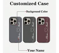 Étui de téléphone personnalisé minimaliste de la Saint-Valentin, couleur unie, lettre d'amour, nom de couleur, coque de protection dure à couverture complète avec film brillant, compatible avec iPhone