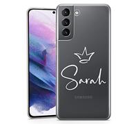 Etui de Téléphone Personnalisé pour Samsung S26 Plus - Coque en Gel Souple Transparent Symbole Dessiné à la Main Dessinez Vos Propres Initiales Nom Texte - Nom du symbole de la couronne blanche