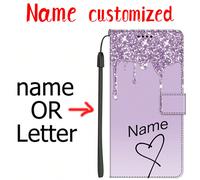 Étui de téléphone personnalisé violet antichoc avec fente pour carte, design goutte scintillante et cœur, compatible avec Apple. Cadeau idéal pour l'anniversaire, Pâques iPhone 12,iPhone 12 Mini,iPhon