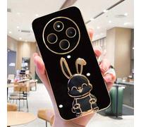 Étui de téléphone pliable mignon à oreilles de lapin avec support et absorption des chocs en TPU, compatible avec 17/6/7/8/X/XS/XR/11/12/13/14/15/16, Galaxy, Redmi, Honor, HW, OPPO, Realme, Moto, Inf