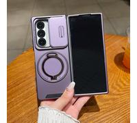 Étui de téléphone pliant de couleur unie de luxe minimaliste. Nouvelle étui de téléphone pliant de luxe avec couvercle coulissant pour objectif, magnétique. Compatible avec Samsung /6 Fold7/6. Étui de