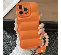 Étui de téléphone portable de style lanière mignon 1 pièce avec design de pain en 3D et lanière de téléphone. Perle de fleur orange gonflée. Dernière version internationale à la mode 2025, pas la vers